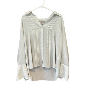 Chelsea 28 White Black Polka Dot Flowy Bell Sleeve Shirt